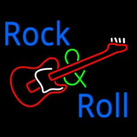 Rock And Roll With Guitar Neon Skilt
