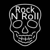 Rock N Roll White Skull 2 Neon Skilt