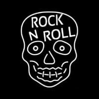 Rock N Roll White Skull Neon Skilt
