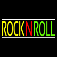 Rock N Roll With White Line Block Neon Skilt