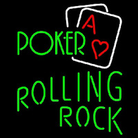 Rolling Rock Green Poker Beer Sign Neon Skilt