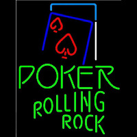 Rolling Rock Green Poker Red Heart Beer Sign Neon Skilt