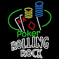 Rolling Rock Poker Ace Coin Table Beer Sign Neon Skilt