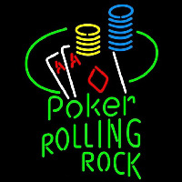 Rolling Rock Poker Ace Coin Table Beer Sign Neon Skilt