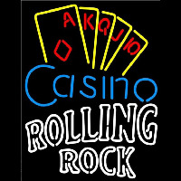 Rolling Rock Poker Casino Ace Series Beer Sign Neon Skilt