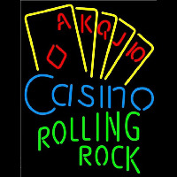 Rolling Rock Poker Casino Ace Series Beer Sign Neon Skilt