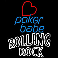 Rolling Rock Poker Girl Heart Babe Beer Sign Neon Skilt