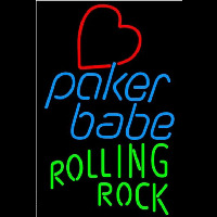 Rolling Rock Poker Girl Heart Babe Beer Sign Neon Skilt