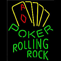 Rolling Rock Poker Yellow Beer Sign Neon Skilt