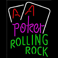 Rolling Rock Purple Lettering Red Aces White Cards Beer Sign Neon Skilt