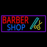 Round Barber Shop Logo Neon Skilt