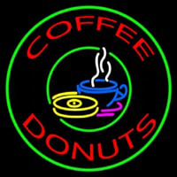 Round Coffee Donuts Neon Skilt