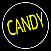 Round Yellow Candy Neon Skilt