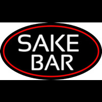 Sake Bar Oval With Red Border Neon Skilt