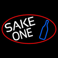 Sake One And Bottle Oval With Red Border Neon Skilt