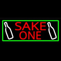 Sake One And Bottle With Green Border Neon Skilt