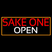 Sake One Open With Orange Border Neon Skilt