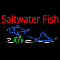 Saltwater Fish Red Te t With Colored Fish Scene Neon Skilt