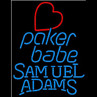 Samuel Adams Poker Girl Heart Babe Beer Sign Neon Skilt