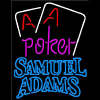 Samuel Adams Purple Lettering Red Aces White Cards Beer Sign Neon Skilt