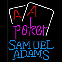 Samuel Adams Purple Lettering Red Aces White Cards Beer Sign Neon Skilt