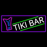 Sculpture Tiki Bar With Purple Border Neon Skilt