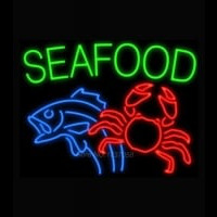 Seafood Fish Crab Neon Skilt