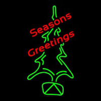 Seasons Greetings With Christmas Tree Neon Skilt