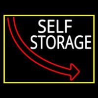 Self Storage Block With Yellow Border Neon Skilt
