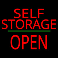 Self Storage Open Block Green Line Neon Skilt