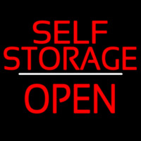 Self Storage Open White Line Neon Skilt