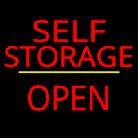 Self Storage Open Yellow Line Neon Skilt