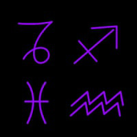 Set of Zodiac Sagittarius Capricorn Aquarius Pisces Neon Skilt