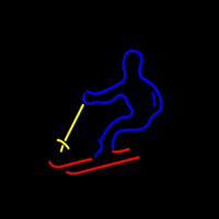 Skier with Logo Neon Skilt