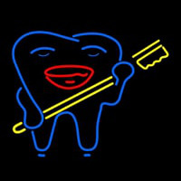 Smiley Teeth With Tooth Brush Dentist Neon Skilt