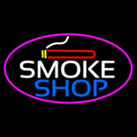 Smoke Shop And Cigar Oval With Pink Border  Neon Skilt