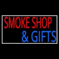 Smoke Shop And Gifts With Border Neon Skilt