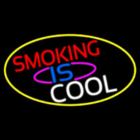 Smoking Is Cool Bar Oval With Yellow Border  Neon Skilt