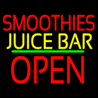 Smoothies Juice Bar Block Open Green Line Neon Skilt