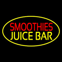 Smoothies Juice Bar Oval Yellow Neon Skilt