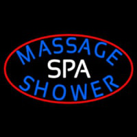Spa Massage With Red Border Neon Skilt