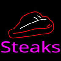 Steak Logo Pink Neon Skilt