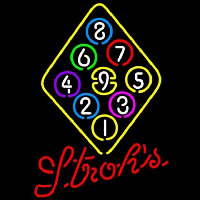 Strohs Ball Billiards Rack Pool Beer Sign Neon Skilt