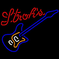 Strohs Blue Electric Guitar Beer Sign Neon Skilt