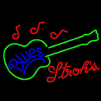 Strohs Blues Guitar Beer Sign Neon Skilt