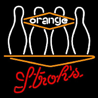 Strohs Bowling Orange Beer Sign Neon Skilt