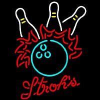 Strohs Bowling Pool Beer Sign Neon Skilt