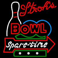 Strohs Bowling Spare Time Beer Sign Neon Skilt