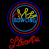 Strohs Bowling Yellow Blue Beer Sign Neon Skilt