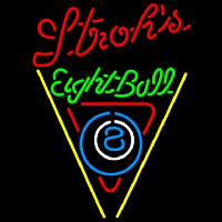 Strohs Eightball Billiards Pool Beer Sign Neon Skilt